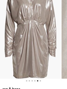 rag & bone Metallic Taupe Satin V-Neck Top